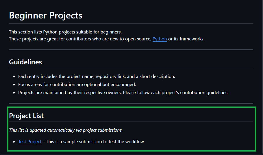 projects list